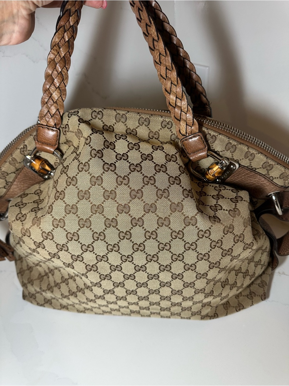 Gucci GG Monogram Canvas Bamboo Bar Tote Bag